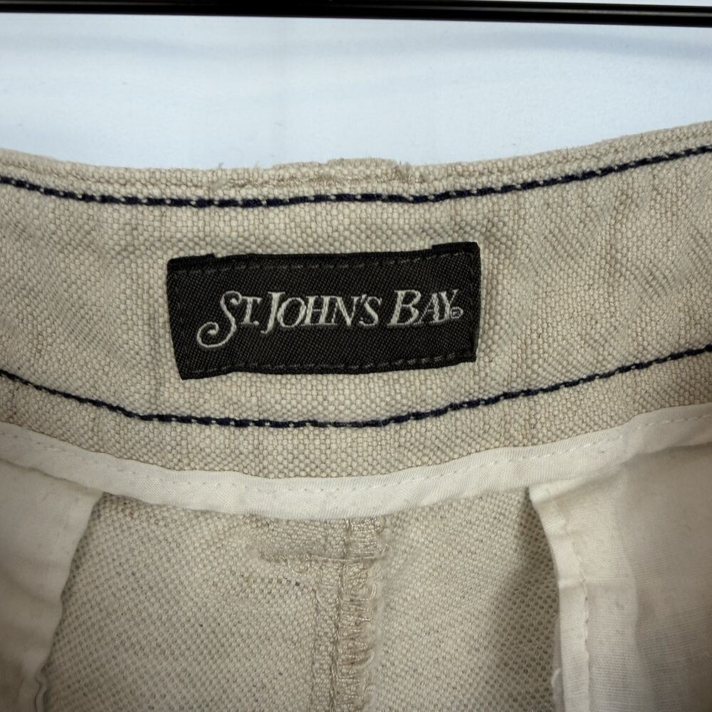 Vintage Linen Blend Pants Mens 36x29 Ivory White Trousers Y2K 90s St Johns Bay - Picture 3 of 9
